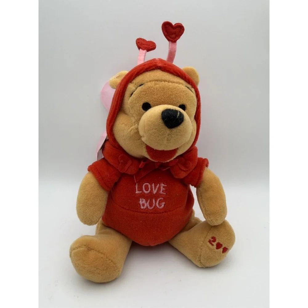 DISNEY STORE PLUSH Winnie The Pooh Bean Bag Valentines Firefly Love Bug Y2K 2000